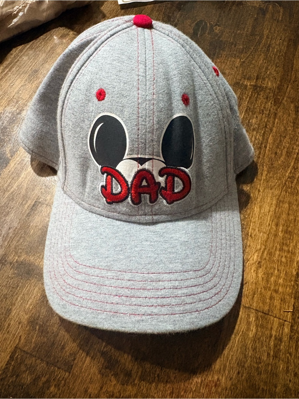 Disney Gray 'DAD' Mickey Ear Baseball Hat with Red Accents